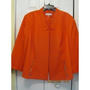 Bright Orange Kasper Collarless Jacket Blazer NEW 24W